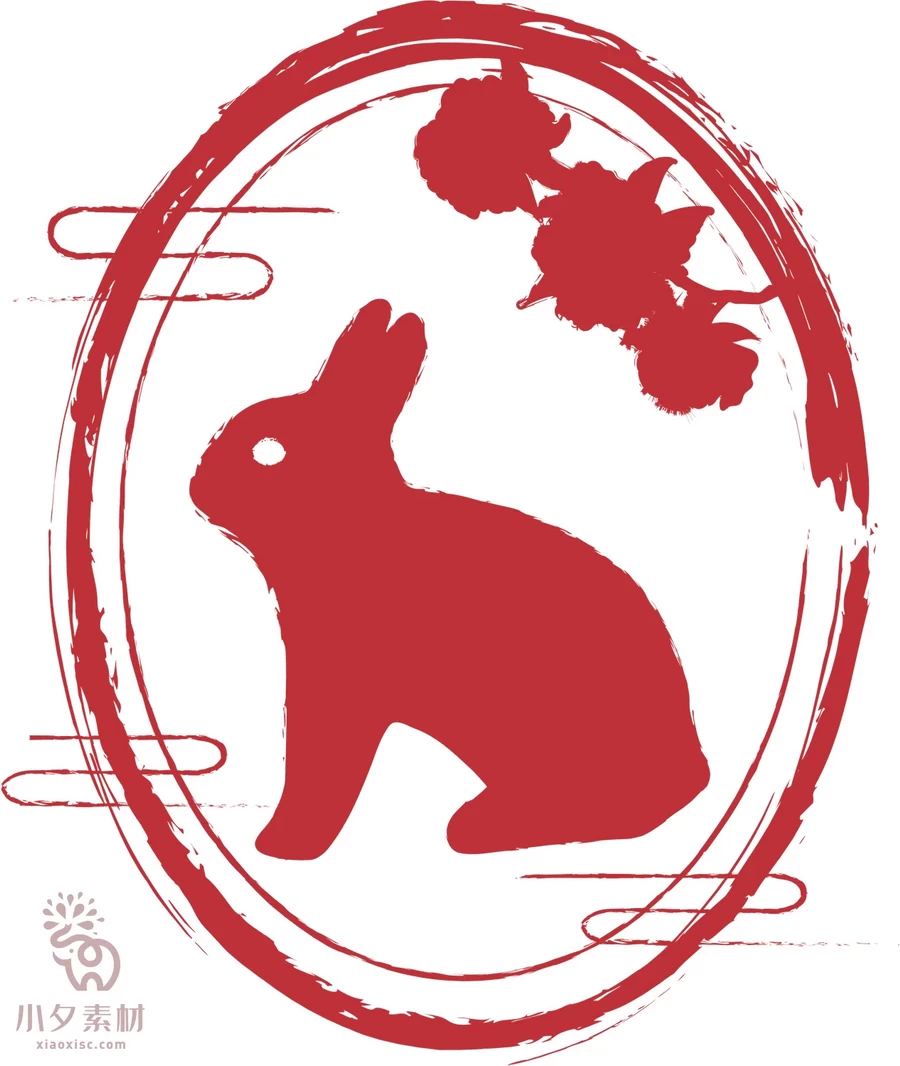 2023年中国风中式传统红色兔年印章元素图案图形AI矢量设计素材【023】